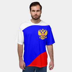Футболка оверсайз мужская Россия волна и герб, цвет: 3D-принт — фото 2