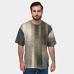 Футболка оверсайз мужская Размытые серо-бежевые полосы, цвет: 3D-принт — фото 2