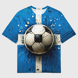 Футболка оверсайз мужская Футбольный мяч на синем, цвет: 3D-принт