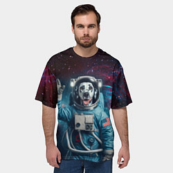 Футболка оверсайз мужская Далматинец бравый космонавт - нейроарт, цвет: 3D-принт — фото 2