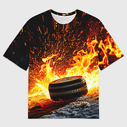 Футболка оверсайз мужская Шайба в огне, цвет: 3D-принт