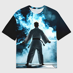 Футболка оверсайз мужская Айкидоист в дыму, цвет: 3D-принт