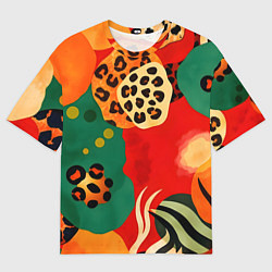 Футболка оверсайз мужская Анималистичный африканский паттерн, цвет: 3D-принт