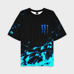 Футболка оверсайз мужская Monster energy голубые краски, цвет: 3D-принт