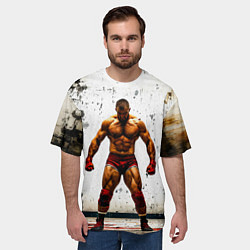Футболка оверсайз мужская Реслер на белом, цвет: 3D-принт — фото 2