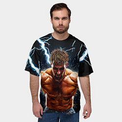 Футболка оверсайз мужская Рестлер в молниях, цвет: 3D-принт — фото 2