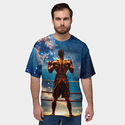 Футболка оверсайз мужская Тайский боксер в космосе, цвет: 3D-принт — фото 2