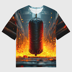 Футболка оверсайз мужская Боксерская груша в огне, цвет: 3D-принт