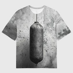 Футболка оверсайз мужская Серая боксерская груша, цвет: 3D-принт