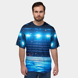 Футболка оверсайз мужская Синий ринг в огне, цвет: 3D-принт — фото 2