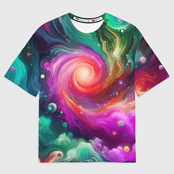 Футболка оверсайз мужская Космическая неоновая фантазия - нейроарт, цвет: 3D-принт