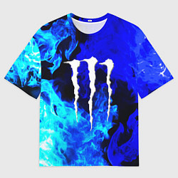 Мужская футболка оверсайз Monster energy синий дым