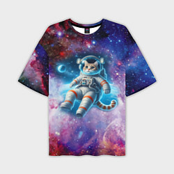 Мужская футболка оверсайз The cat is a brave cosmonaut - ai art