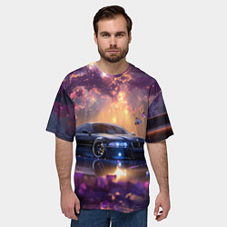 Футболка оверсайз мужская БМВ Японская природа, цвет: 3D-принт — фото 2