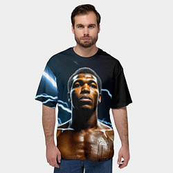 Футболка оверсайз мужская Мухаммед Али и молния, цвет: 3D-принт — фото 2