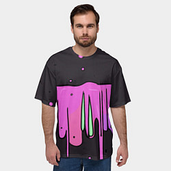 Футболка оверсайз мужская Фиолетовая текстура на черном фоне, цвет: 3D-принт — фото 2