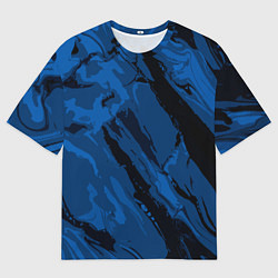 Футболка оверсайз мужская Тёмный синий абстракция, цвет: 3D-принт