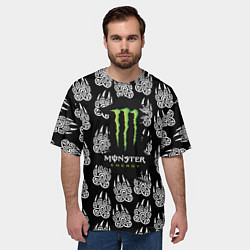 Футболка оверсайз мужская Monster energy медвежьи лапы, цвет: 3D-принт — фото 2