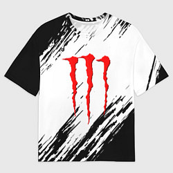 Мужская футболка оверсайз Monster energy черно краски