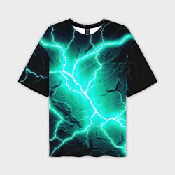 Мужская футболка оверсайз Color light blue black