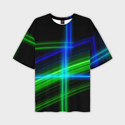 Футболка оверсайз мужская Color blue black green, цвет: 3D-принт