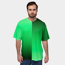 Футболка оверсайз мужская Чёрно-зелёный градиент пополам, цвет: 3D-принт — фото 2