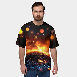 Футболка оверсайз мужская Оранжевое боке на черном, цвет: 3D-принт — фото 2