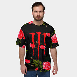 Футболка оверсайз мужская Monster energy rose steel, цвет: 3D-принт — фото 2