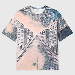 Мужская футболка оверсайз Сумрачный город