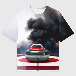 Мужская футболка оверсайз Камень для кёрлинга в черном дыму