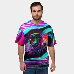Футболка оверсайз мужская Космический неон, цвет: 3D-принт — фото 2