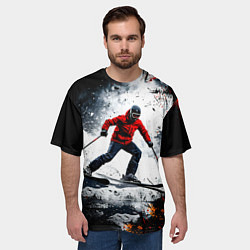 Футболка оверсайз мужская Лыжник в движении, цвет: 3D-принт — фото 2