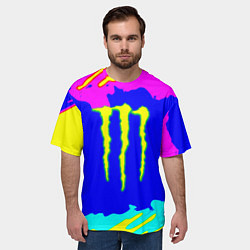 Футболка оверсайз мужская Monster energy краски цветные, цвет: 3D-принт — фото 2