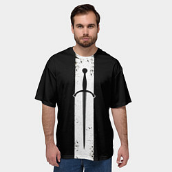 Футболка оверсайз мужская Шпага на черном, цвет: 3D-принт — фото 2