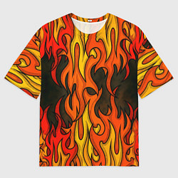 Мужская футболка оверсайз Языки пламени арт