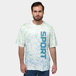 Футболка оверсайз мужская Sport бело-голубой, цвет: 3D-принт — фото 2