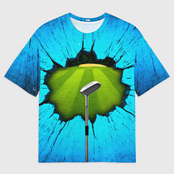 Футболка оверсайз мужская Клюшка для гольфа на синем, цвет: 3D-принт