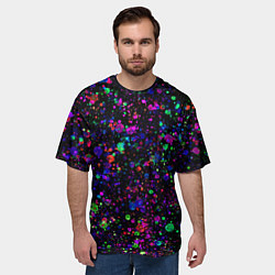 Футболка оверсайз мужская Чёрный с разноцветными брызгами, цвет: 3D-принт — фото 2