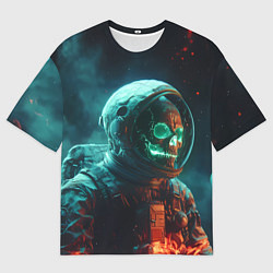 Мужская футболка оверсайз Череп космонавта в скафандре