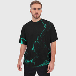 Футболка оверсайз мужская Color black turquoise, цвет: 3D-принт — фото 2
