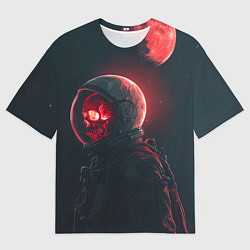Футболка оверсайз мужская Череп космонавта в красном свете, цвет: 3D-принт