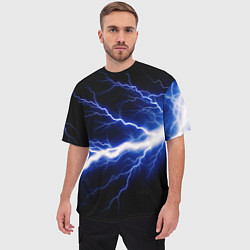 Футболка оверсайз мужская Lightning blue, цвет: 3D-принт — фото 2