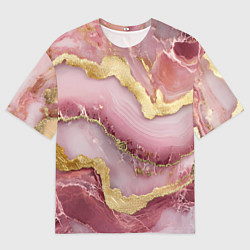 Мужская футболка оверсайз Объемная текстура розовая с золотом