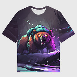 Футболка оверсайз мужская Злой русский медведь в лесу, цвет: 3D-принт