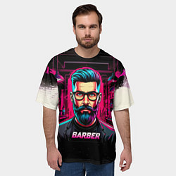 Футболка оверсайз мужская Барбер киберпанк, цвет: 3D-принт — фото 2