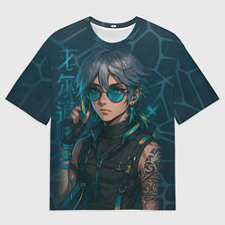 Футболка оверсайз мужская Аль-Хайтам в стиле киберпанка, цвет: 3D-принт