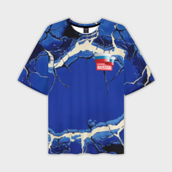 Мужская футболка оверсайз Russia blue abstract