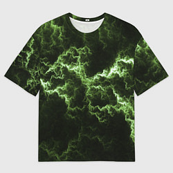 Футболка оверсайз мужская Lightning green glow, цвет: 3D-принт