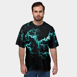 Футболка оверсайз мужская Lightning light blue glow, цвет: 3D-принт — фото 2