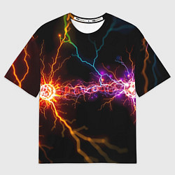 Футболка оверсайз мужская Две неоновые вспышки, цвет: 3D-принт